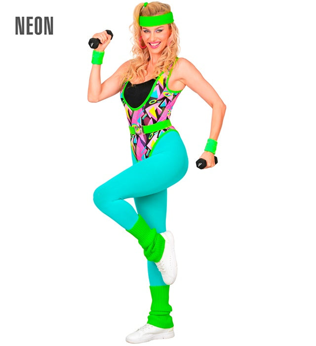 The 80S Aerobic Star  Bodysuit, Tights, Belt, Headband, Legwarmers  