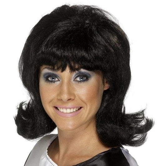 60s Flick Up Wig Adult Black Short Retro Costume Hair 1