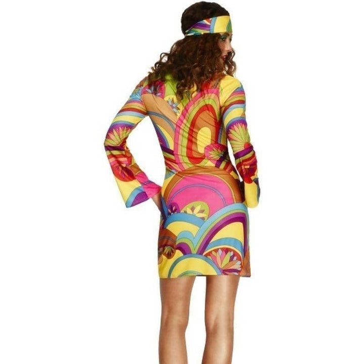 60s Flower Power Fever Costume Adult Multi Coloured Dress_2