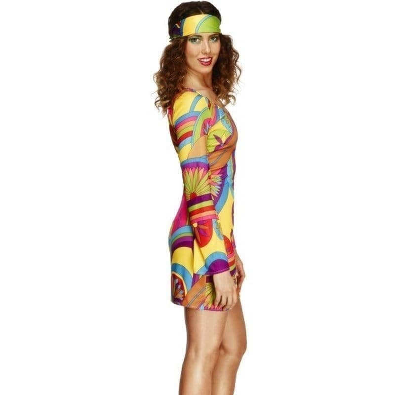 60s Flower Power Fever Costume Adult Multi Coloured Dress_3