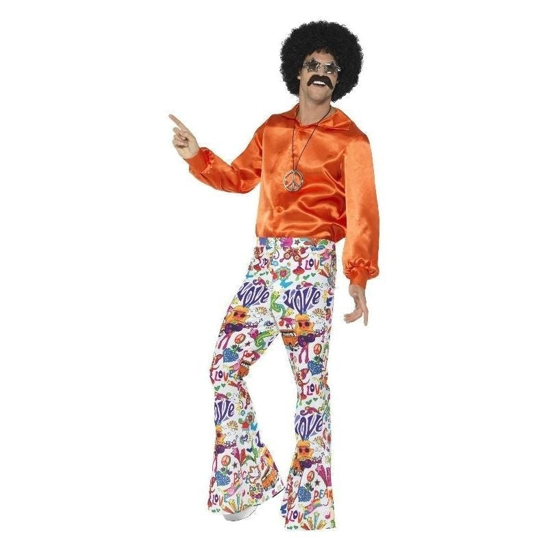 60s Groovy Flared Trousers Mens Adult Multicoloured Costume 1