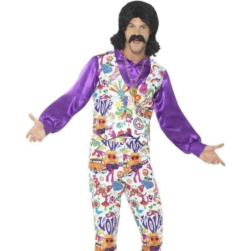 60s Groovy Hippie Costume Adult White Purple 1