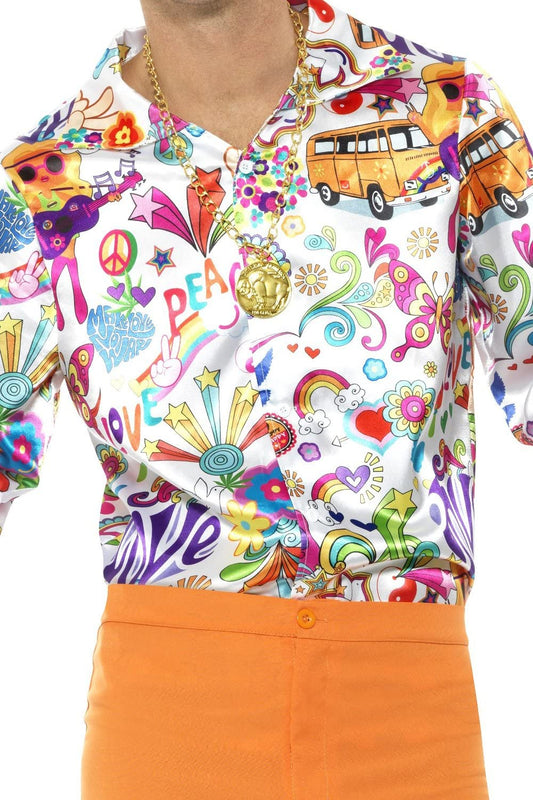 60s Groovy Shirt Adult White Orange 2