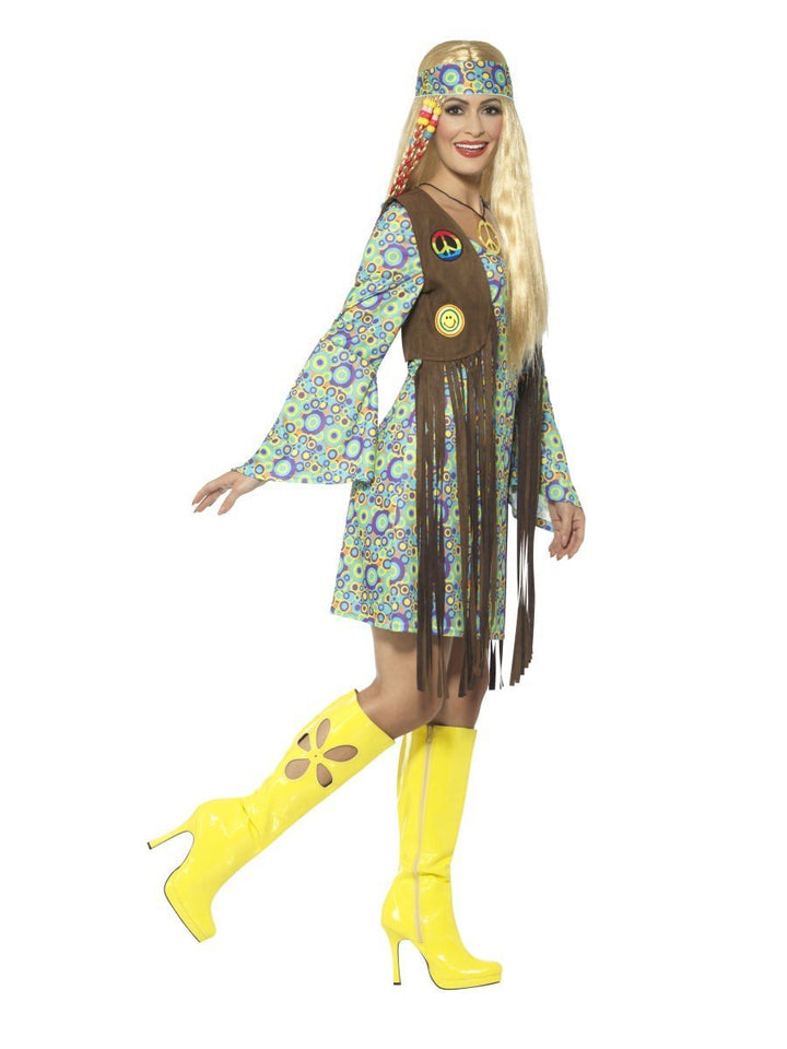 60s Hippie Chick Costume With Dress Adult Multi Coloured_3