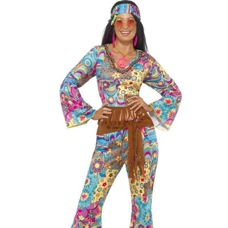 60s Hippy Flower Power Costume Adult Blue Yellow_1