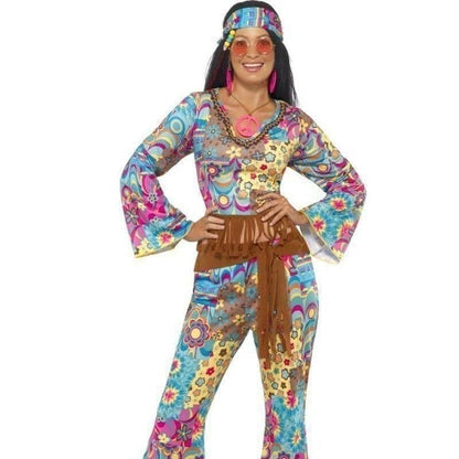 60s Hippy Flower Power Costume Adult Blue Yellow 1