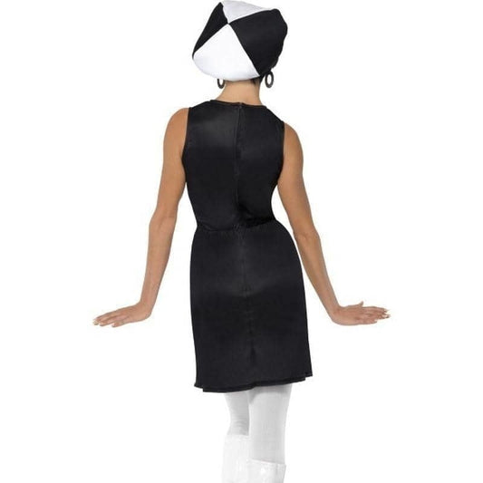 60s Party Girl Costume Adult Black White Dress Hat 2