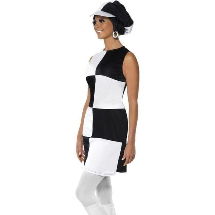 60s Party Girl Costume Adult Black White Dress Hat_3