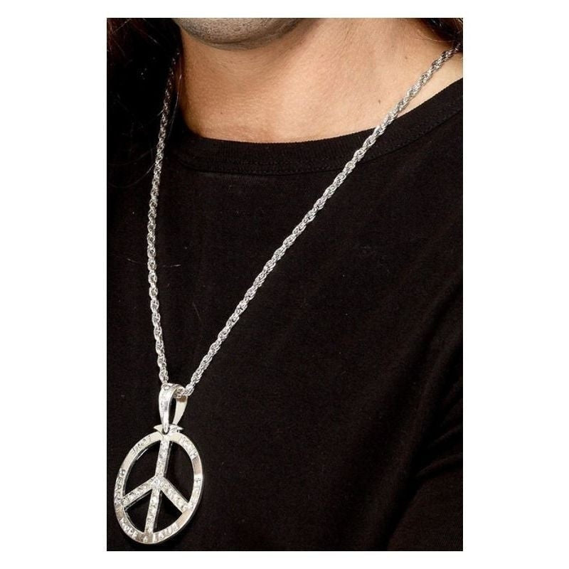 Size Chart 60s Peace Sign Hippie Medallion Adult Silver