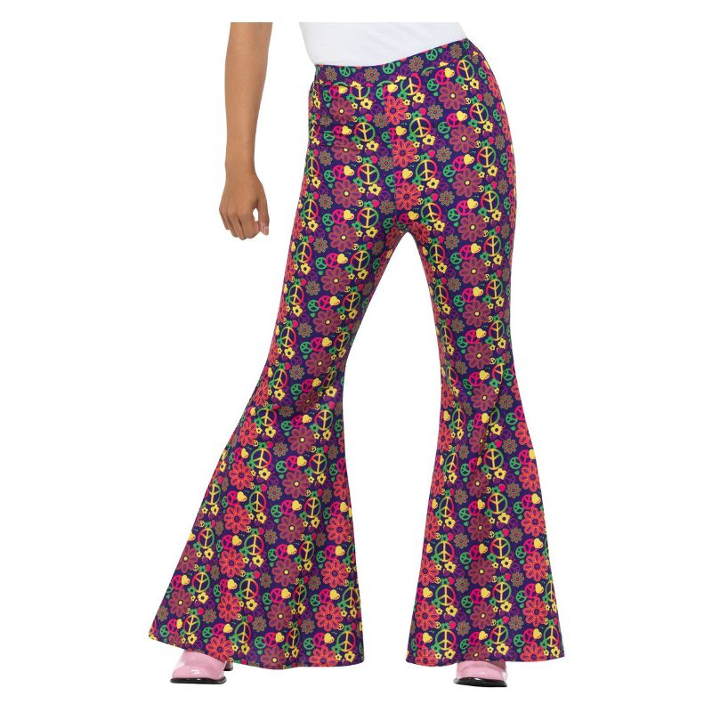 60s Psychedelic CND Flared Trousers Ladies Multi Adult 1