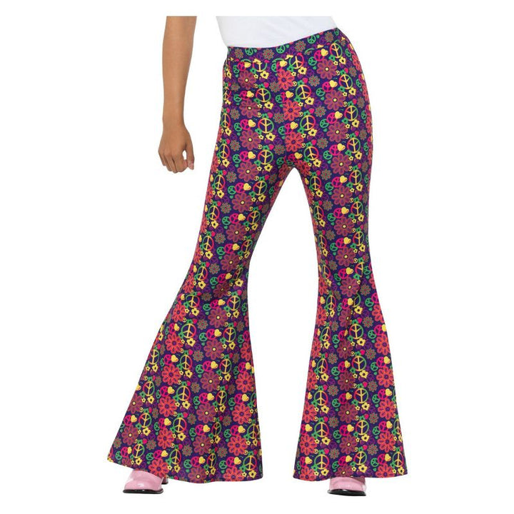 60s Psychedelic CND Flared Trousers Ladies Multi Adult_1