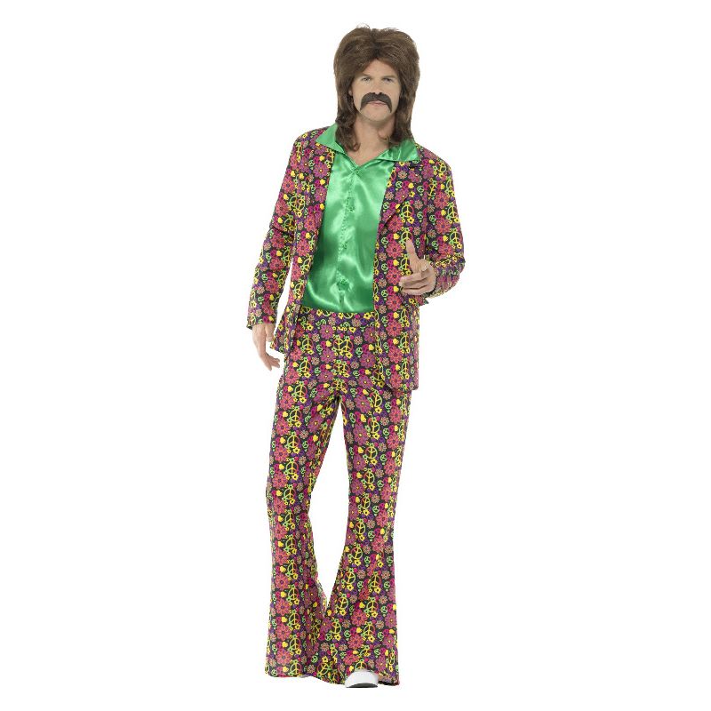 60s Psychedelic Costume CND Suit Multi-Coloured Adult 1