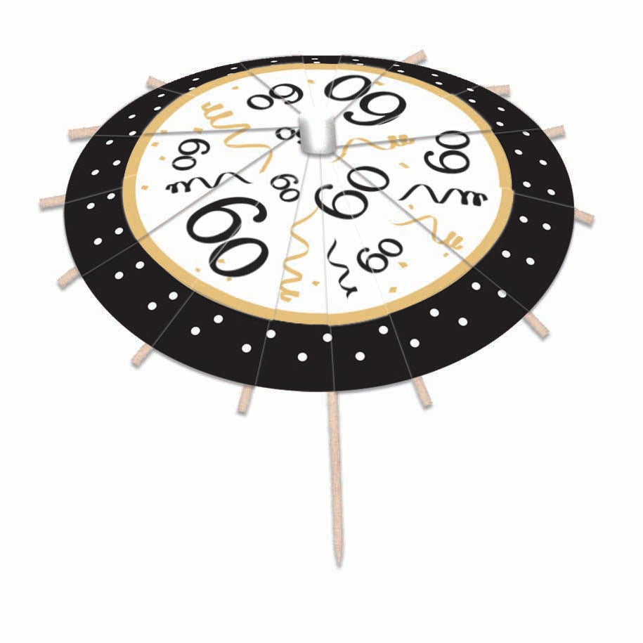 60th Birthday Drink Umbrellas Pack of 12 1
