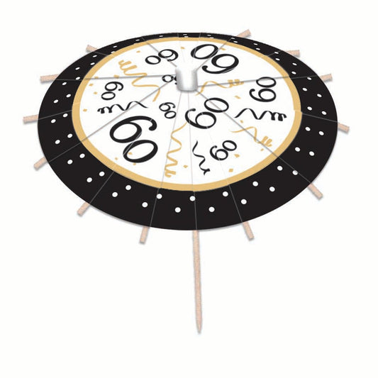 60th Birthday Drink Umbrellas Pack of 12 1