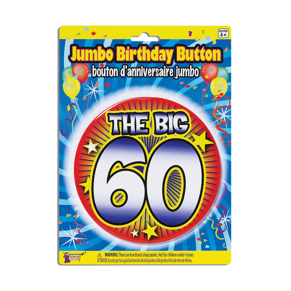 60th Birthday Jumbo Badge Button Pin 1