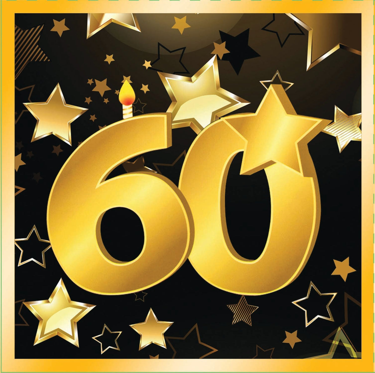 60th Birthday Napkins 13" 16 In Pkt 2