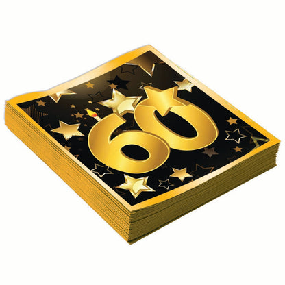 60th Birthday Napkins 13" 16 In Pkt 1