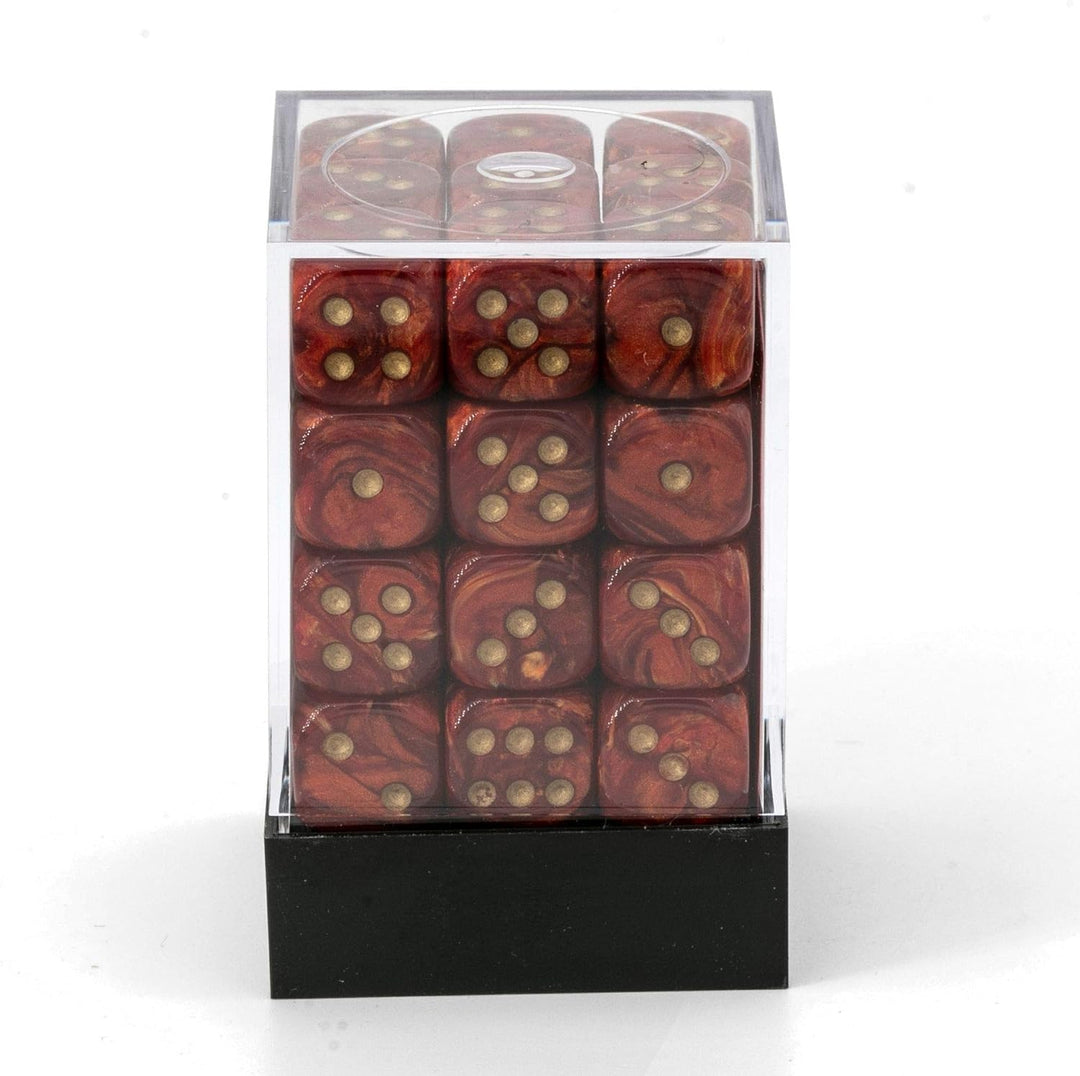 Chessex DND Dice Set-Chessex D&D Dice-12mm Scarab Scarlet and Gold Plastic Polyhedral Dice Set-Dungeons and Dragons Dice ludes 36 Dice – D6, Various (CHX27814)