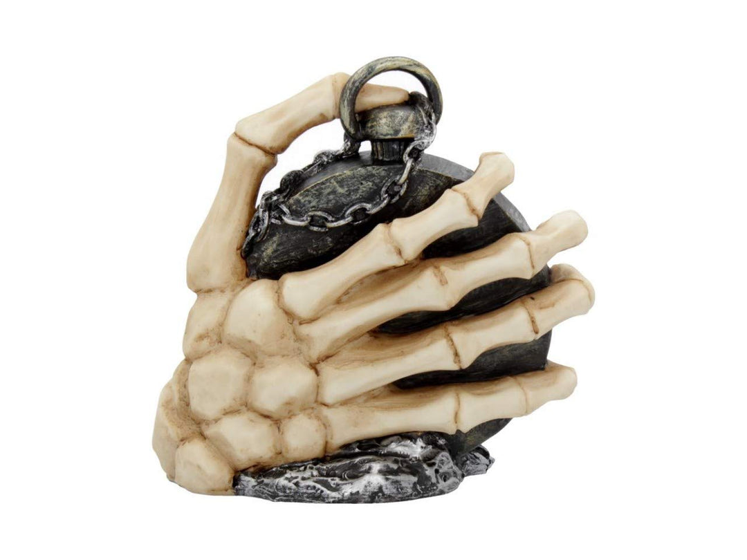 About Time Skeleton Hand and Pocket Watch Mantel Clock 14cm