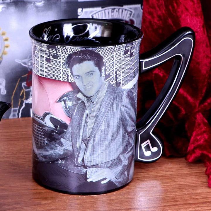 Elvis Presley with Pink Cadillac Drinking Mug 16oz