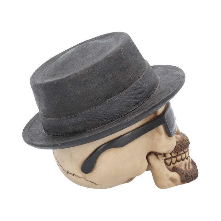 Small Badass Hat and Sunglasses Skull Figurine 14cm