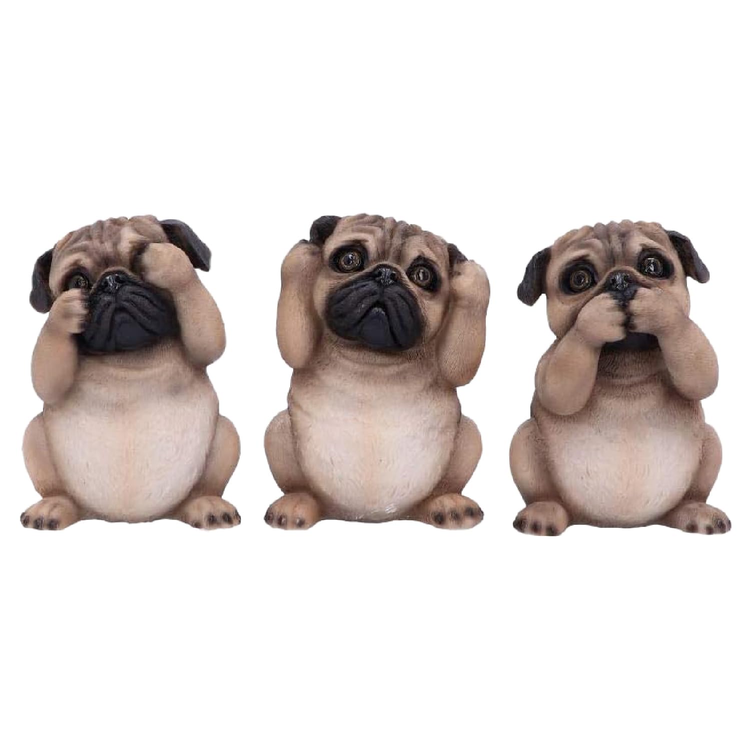 Three Wise Pugs Dog Ornaments 8.5cm 2