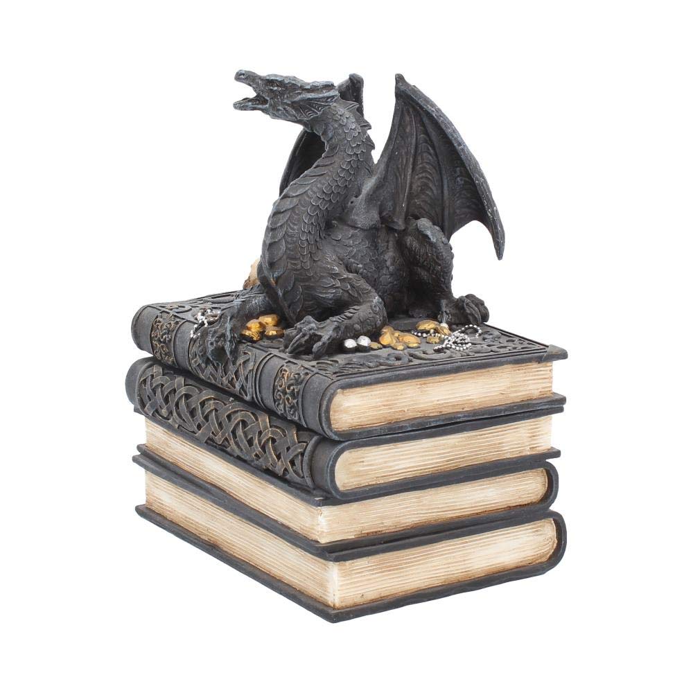 Secrets of the Dragon Box Gothic Skull Books Trinket 19cm