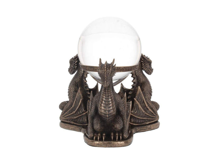 Bronze Dragons Prophecy Mythical Crystal Ball Holder 18.5cm