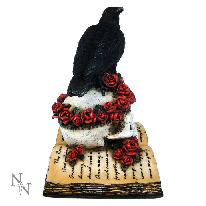 Heartaches Reflection Raven Figurine Skull Rose Valentine Ornament 17cm