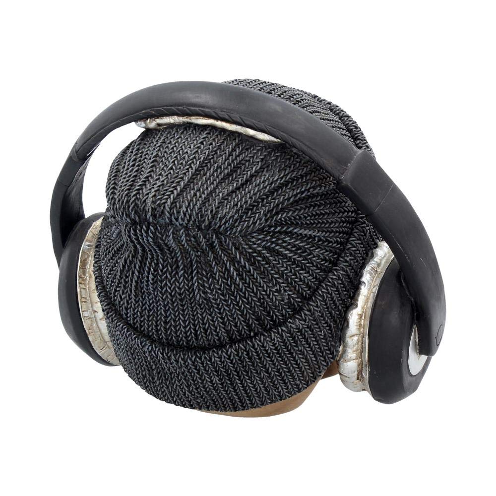 Dead Beat Headphones Skull 17cm Grey Beenie Hat Polyresin 5