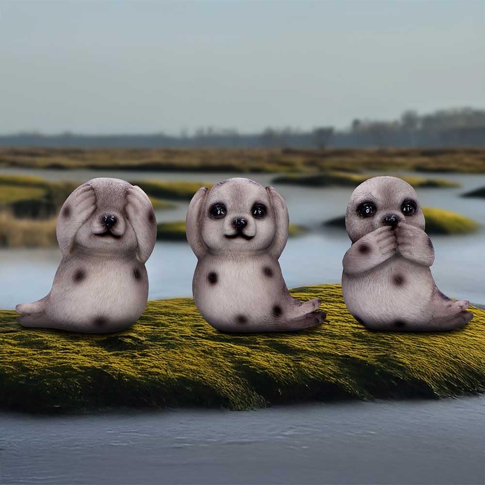 Three Wise Seals Decorative Resin Figurine Set 7.5cm 7