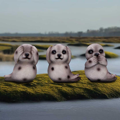 Three Wise Seals Decorative Resin Figurine Set 7.5cm 7