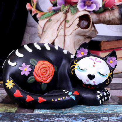 Sleepy Sugar Figurine Mexican Day of the Dead Skull Cat Ornament 22cm 8