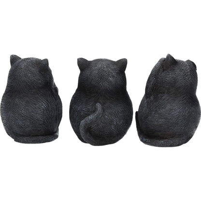 Three Wise Fat Cat Figurines 3 Cute Cats 8.5cm 4