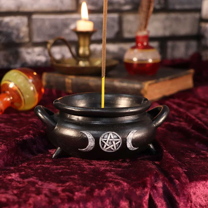 Set of Six Cauldron Bubble Witch Wiccan Incense Stick Burners 13cm
