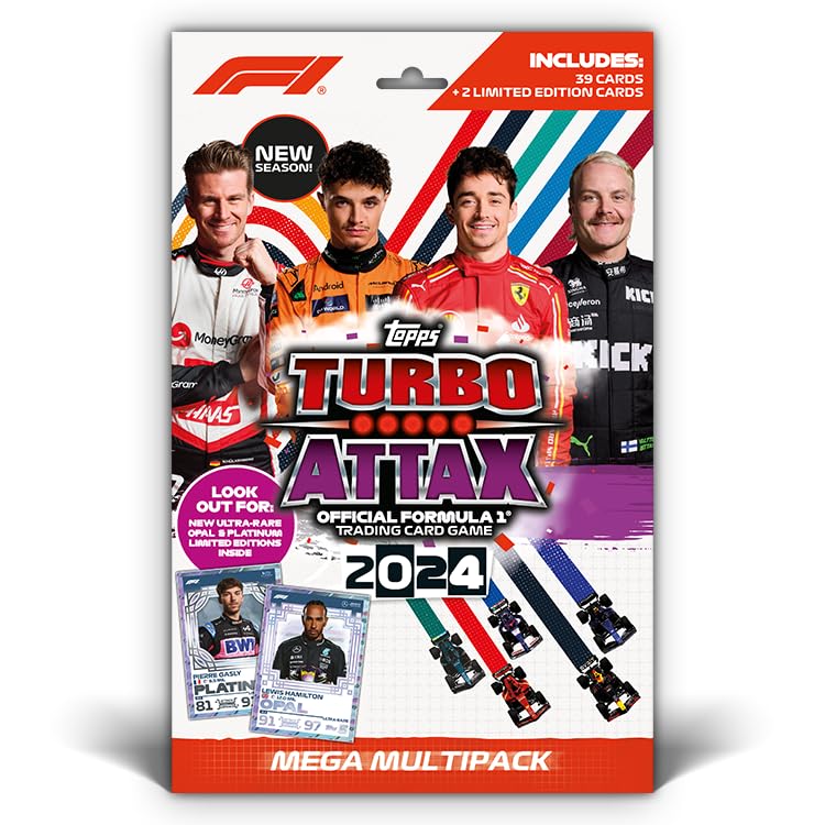 Topps Turbo Attax Formula 1 2024 Mega Multipack 39 Turbo Attax Cards plus 2 Limited Edition 1