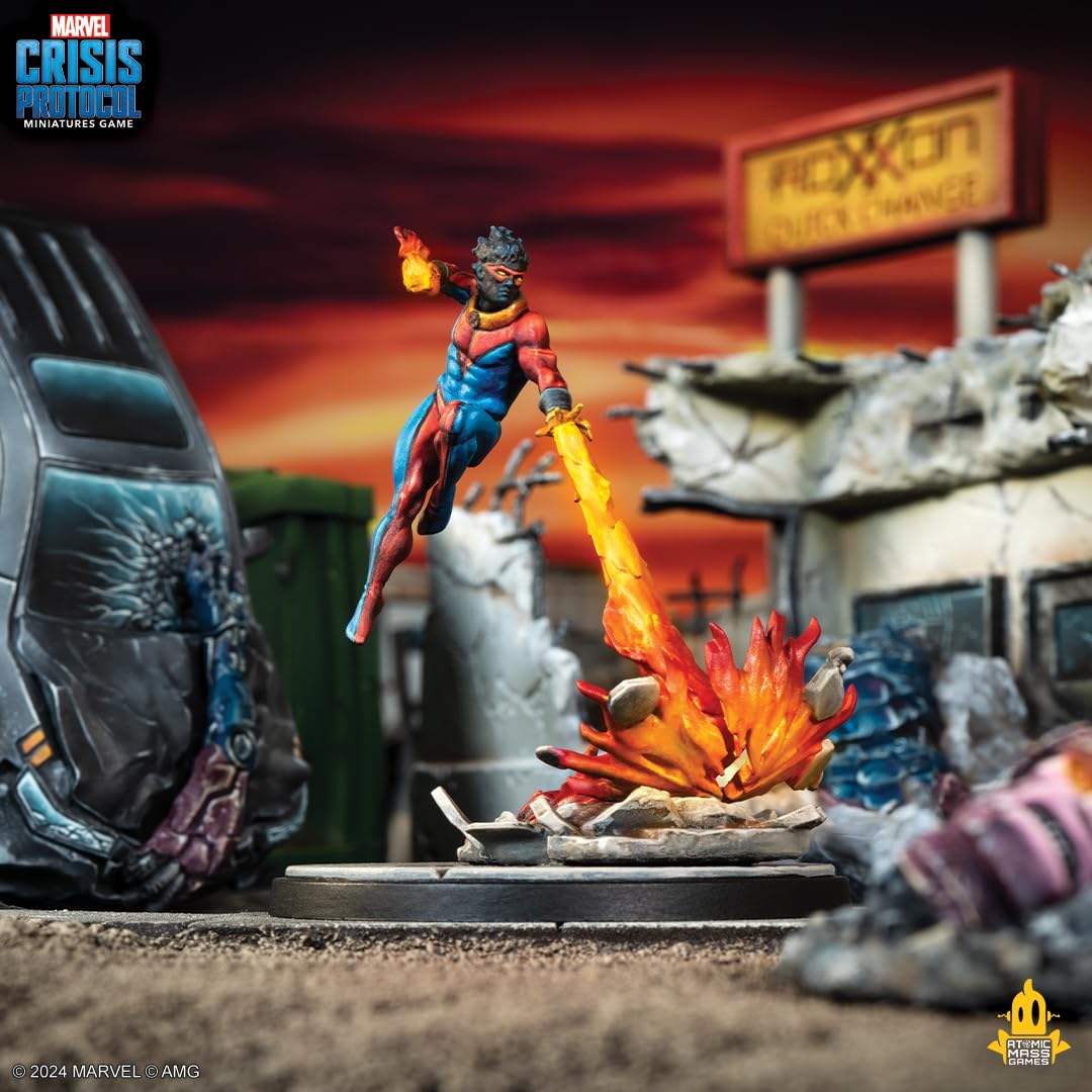 Atomic Mass Games Marvel: Crisis Protocol Sunspot & Warlock Character Pack - Tabletop Superhero Game, Strategy Game for Kids & Adults, Ages 14+, 2 Players, 90 Min Playtime, Made 4