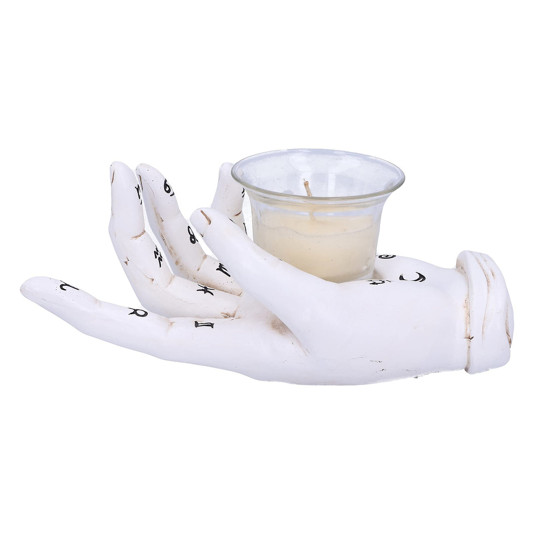 Palmists Prediction White Chiromancy Hand Candle Holder 18.3cm