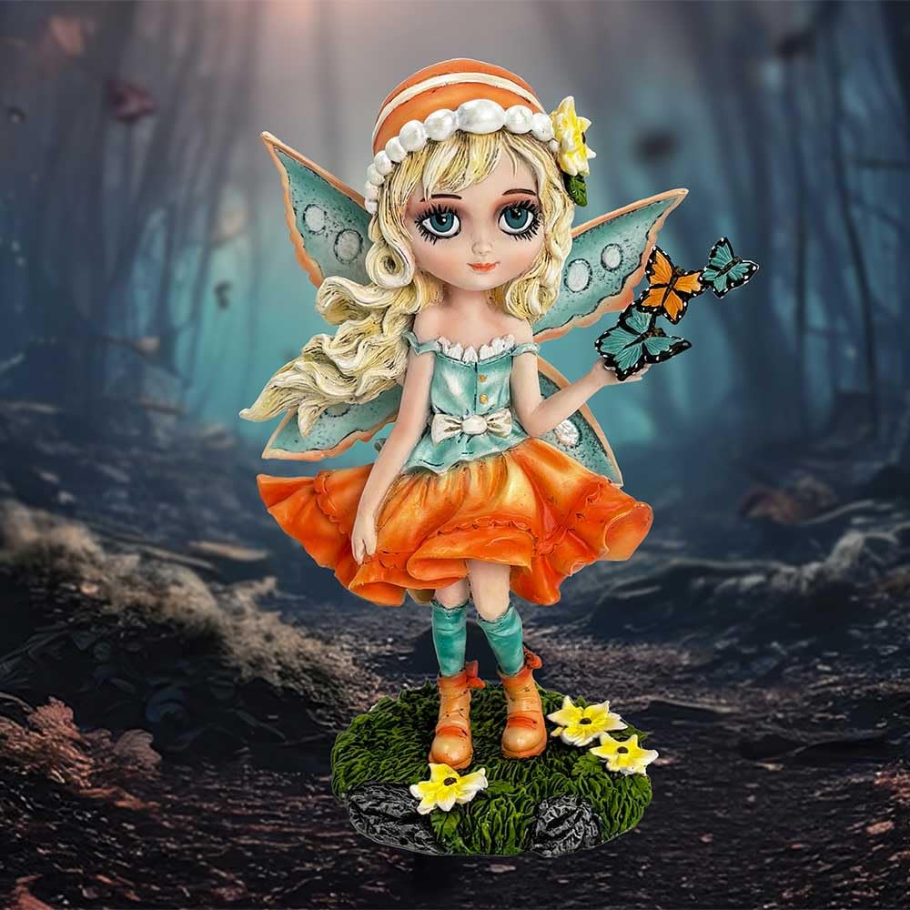 Summer Fae Fairy Figurine with Butterflies and Flowers 20cm