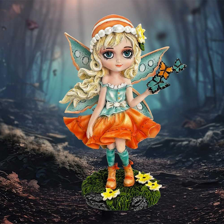 Summer Fae Fairy Figurine with Butterflies and Flowers 20cm