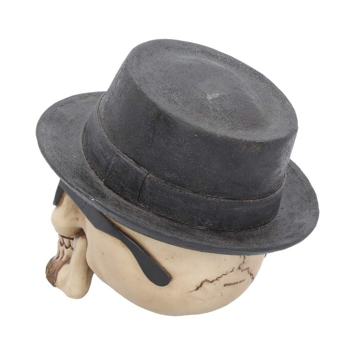 Small Badass Hat and Sunglasses Skull Figurine 14cm