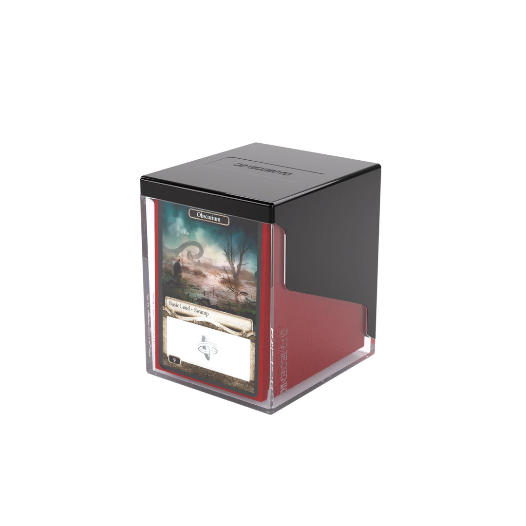 Gamegenic Bastion 100+ XL Deck Box - Compact, Secure, and Perfectly Organized for Your Trading Cards! Safely Protects 100+ Double-Sleeved Cards, Black/Clear Color, Made