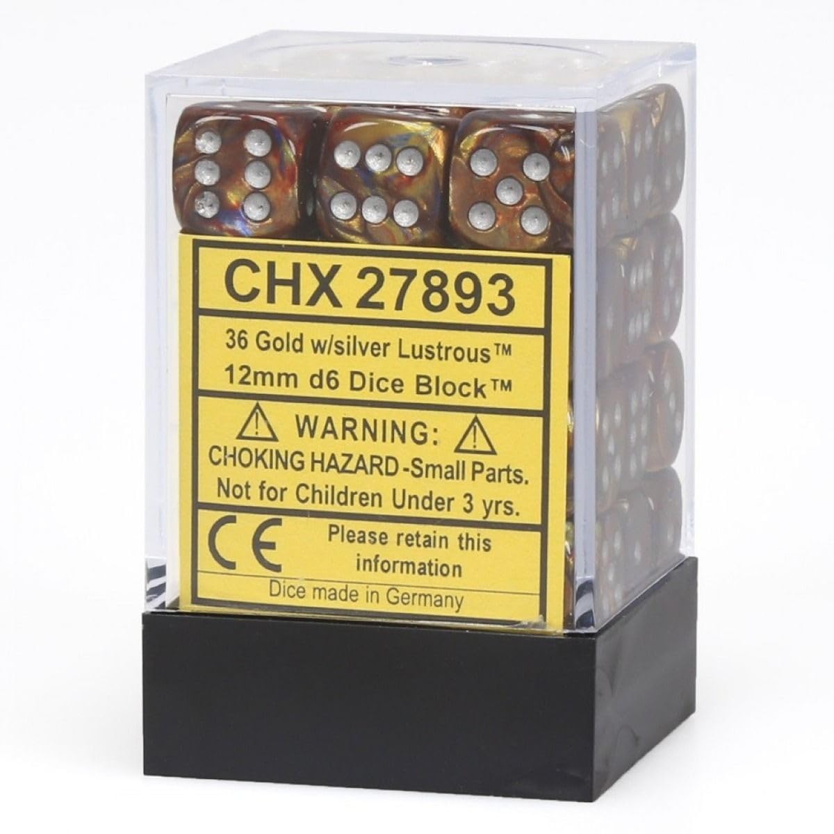 Chessex CHX27893 Dice - Lustrous: 36D6 Gold/Silver 1