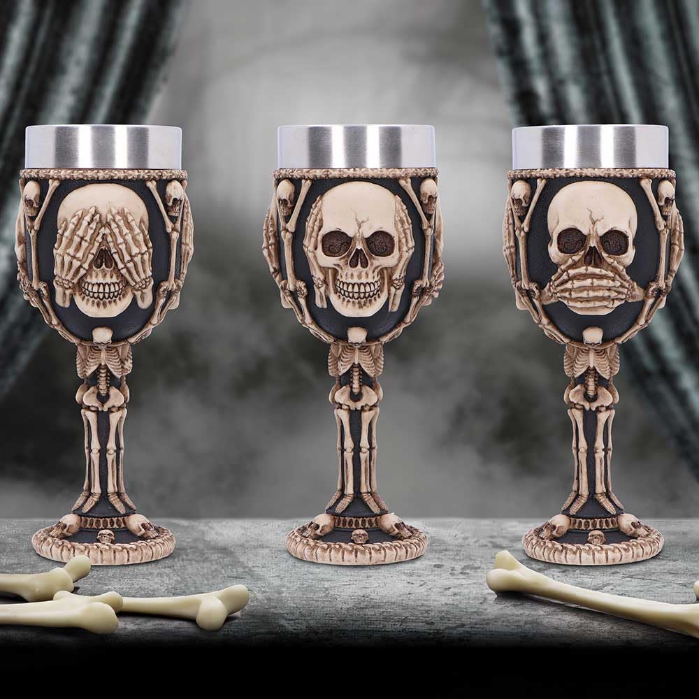 Three Wise Skeletons Goblet 20cm Skeleton
