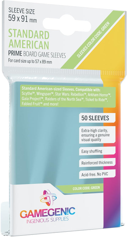 GAMEGEN!C Gamegenic 50 Pack 59 x 91 mm Green Standard American Prime Board GameSleeves 1