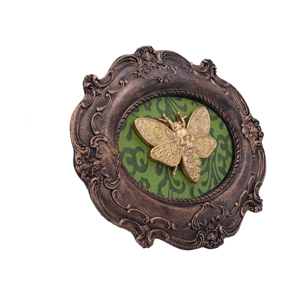 Moth Macabre Baroque Framed Deaths Head Wall Plaque 22.3cm