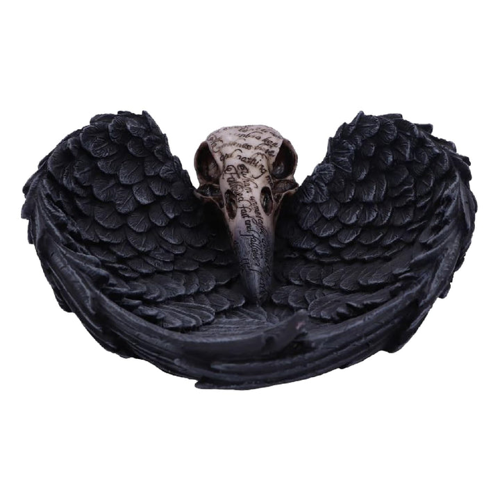Edgar Allen Poes Nevermore Raven Skull Trinket Holder Jewellery Dish Edgars 17cm