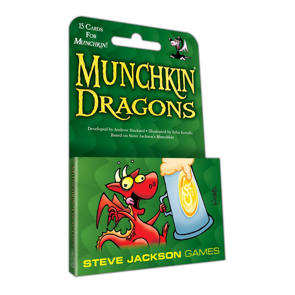 Steve Jackson Games Munchkin Dragons Card Game (Mini-Expansion) | 15 Cards | Adult, Kids, & Family Game | Fantasy Adventure Roleplaying Game | Ages 10+ | 3-6 Players | Avg Play Time 120 Min | from 1