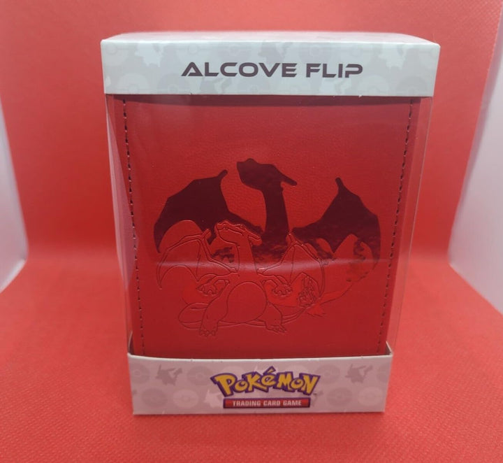 Ultra Pro - Elite Series Charizard Alcove Flip Deck Box for Pokémon Cards, Store & Protect 100+ Standard Size Trading Cards Double Sleeved, Debossed Leatherette Finish Ft. Charizard