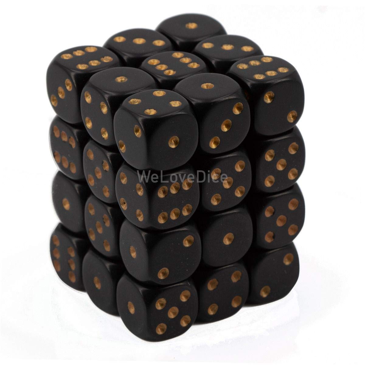 Chessex 25828 Dice-Opaque: 36D6 Black/Gold Set, Multicolor 1